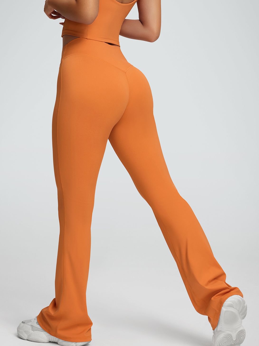 ZASUWA Women's V-Shaped Waist Solid Color Flare Leggings - High Waist Yoga Pants for Workout, Running & Casual Wear