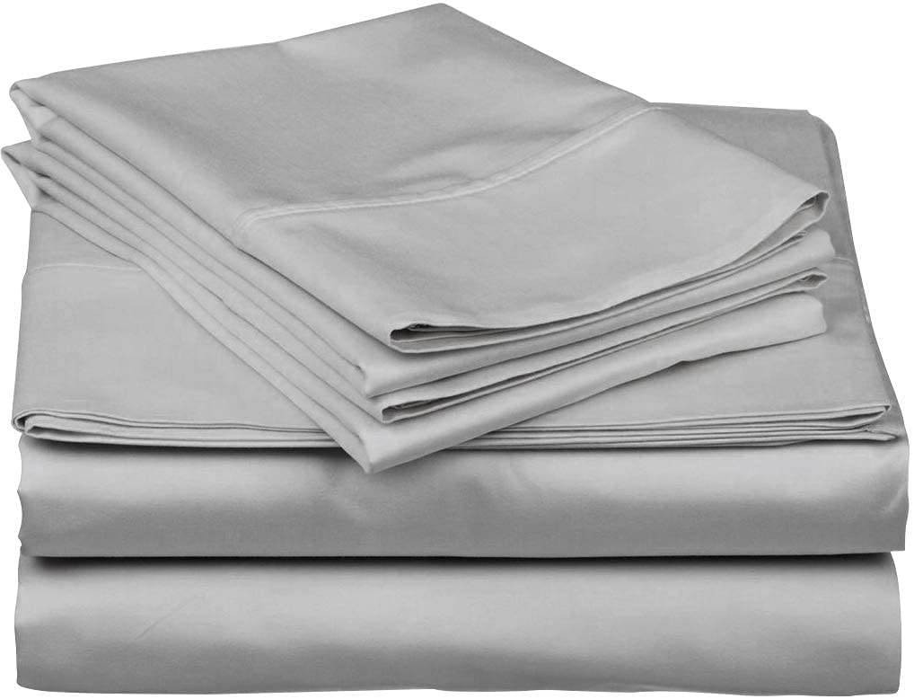 Murphy Wall Bed Sheet Set - 4 Piece 100% Cotton 400 Thread Count King Size with 6 Inch Deep Pocket | Light Grey | Perfect for Space-Saving Wall Beds & Guest Rooms