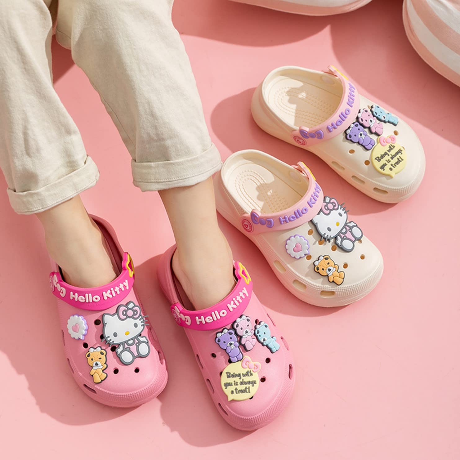 Hello Kitty Bear Clogs Slip-On Water Shoes for Girls, Toddlers & Kids - Comfortable Summer Sandals for Beach, Pool & Outdoor Play