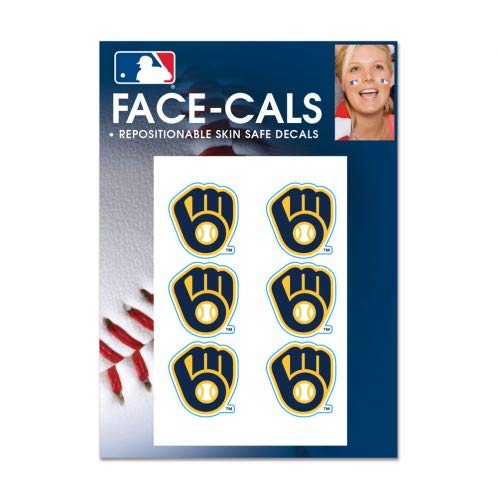 Wincraft MLB Milwaukee Brewers Face Tattoos - Team Colors, One Size - Perfect for Baseball Games, Tailgating & Fan Events