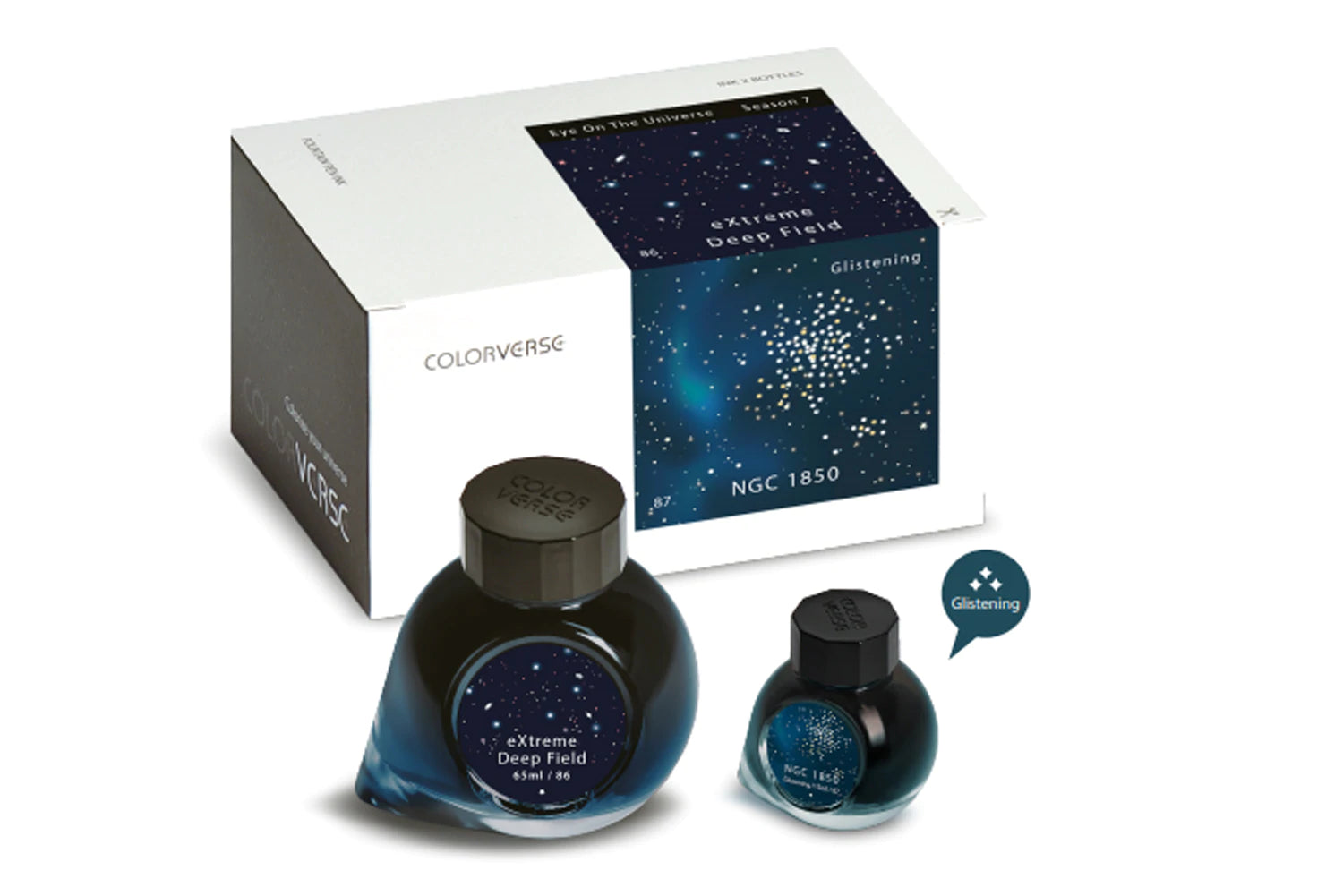 Colorverse eXtreme Deep Field & NGC 1850 Fountain Pen Ink Set - 65ml + 15ml Bottles for Writing, Drawing & Calligraphy - Perfect for Artists, Writers & Pen Enthusiasts