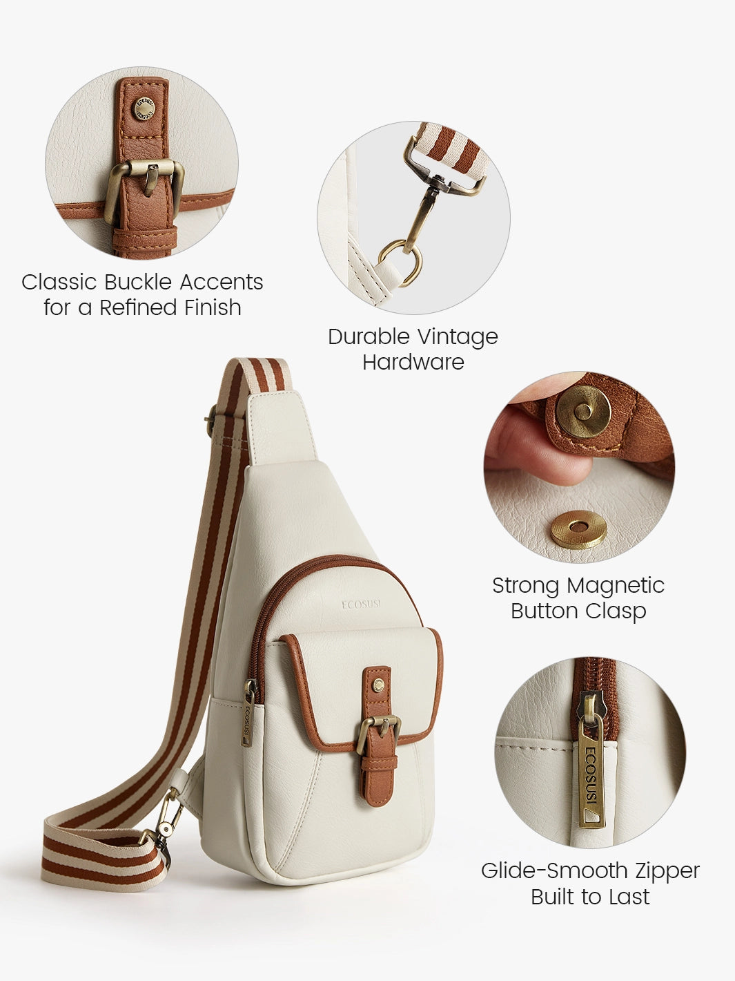 Vintage Leather Sling Bag with Adjustable Guitar Strap - Perfect for Music Lovers, Travel & Everyday Use