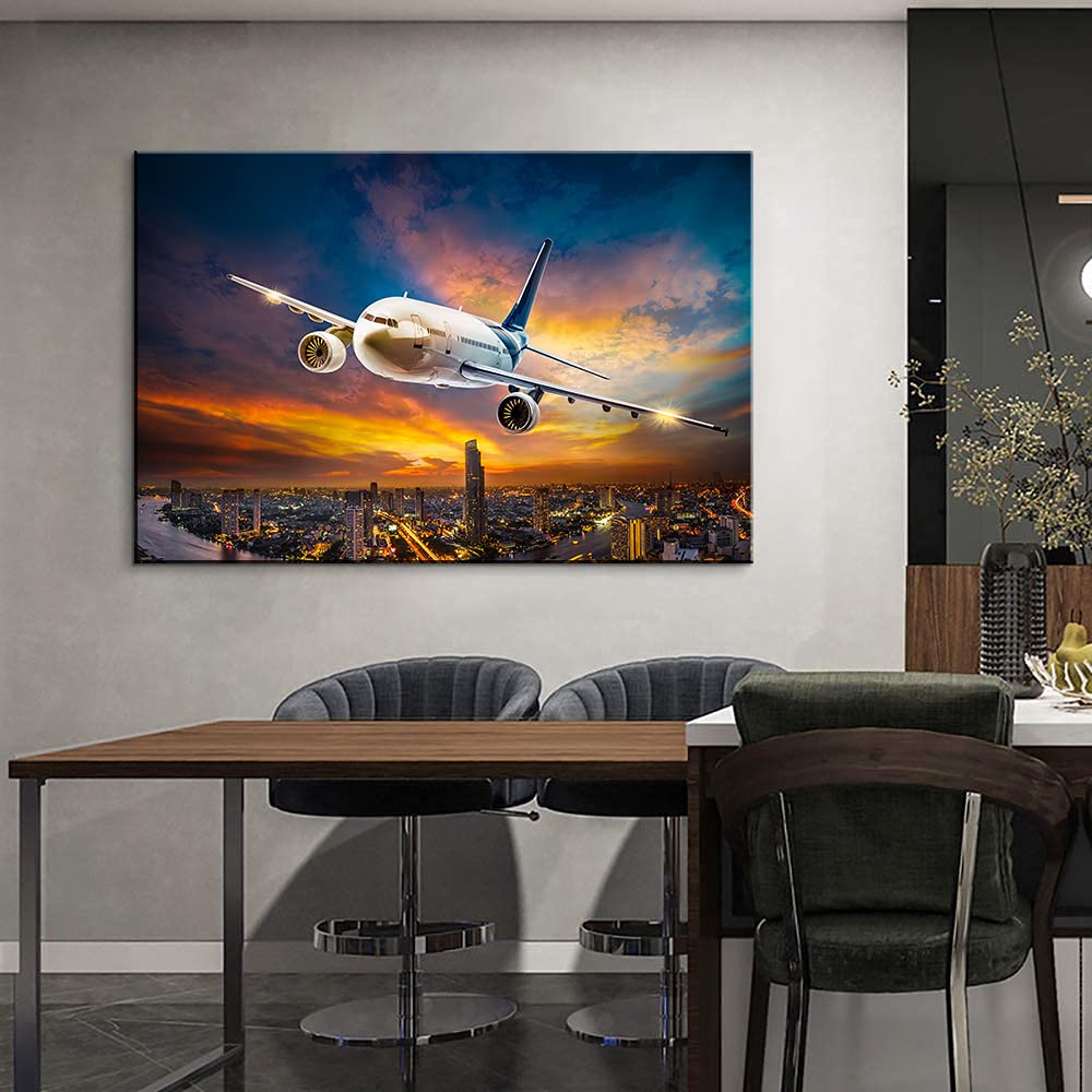 Aviation Wall Art Canvas - Airplane Painting for Living Room Decor