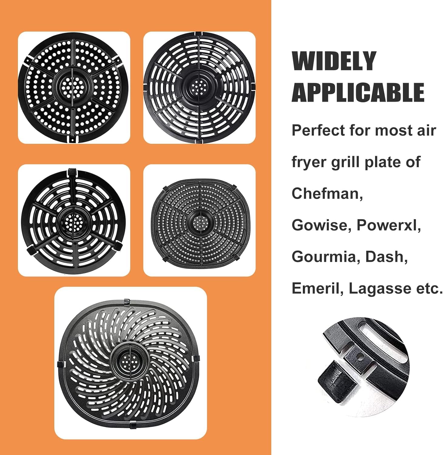 4-Piece Premium Air Fryer Rubber Bumpers & Feet Replacement Parts - Non-Slip Silicone Tips for Chefman, Power XL & Most Air Fryer Trays - Perfect for Secure Placement & Preventing Scratches on Countertops