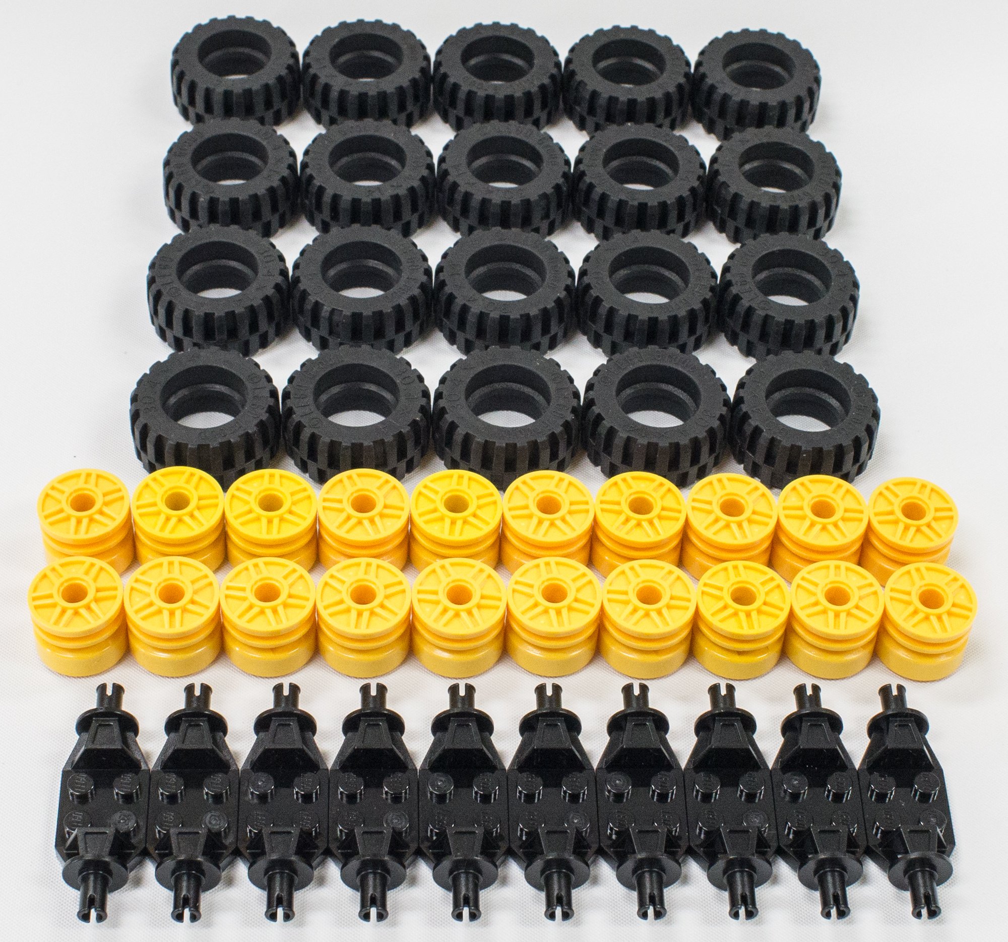 LEGO 30.4 x 14 Tires, Wheels & Technic Axles Bulk Pack - 50 Pieces for Building & Customization | Perfect for LEGO Technic Models, DIY Projects & STEM Education