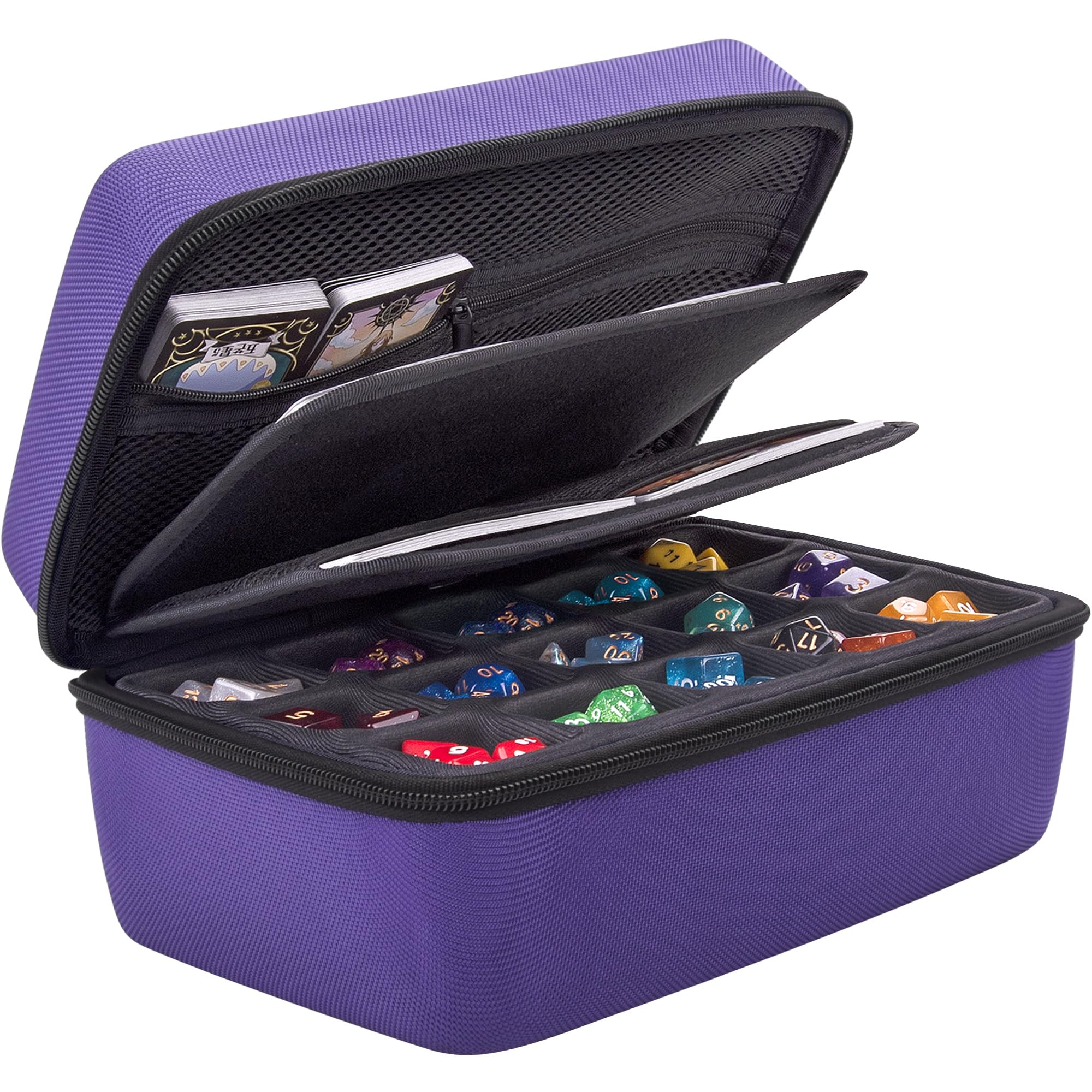 Premium DND Dice Storage Case - Large Capacity Dice Organizer Box with Handle & Double Removable Slotted Trays - Perfect for Dungeons & Dragons, MTG, RPG Games and Tabletop Gaming Accessories