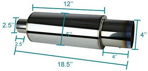 ASA T Muffler with Silencer - 4 Inch Stainless Steel Flat Exhaust Tip - Perfect for Car, Truck & Motorcycle Performance Upgrades