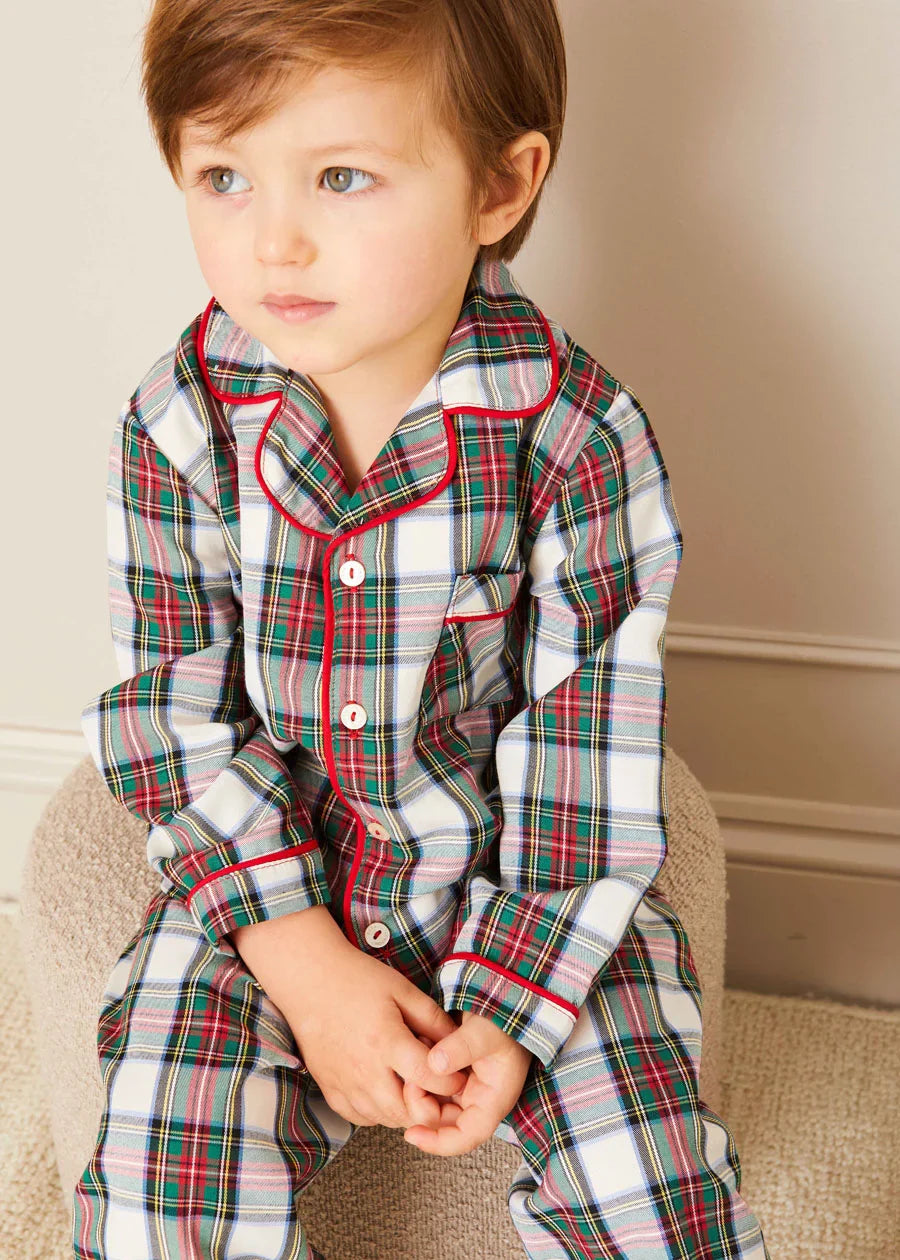 Sussex Tartan Pajama Set for Baby Boys - Soft & Cozy Sleepwear for Nursery, Playtime & Family Photos