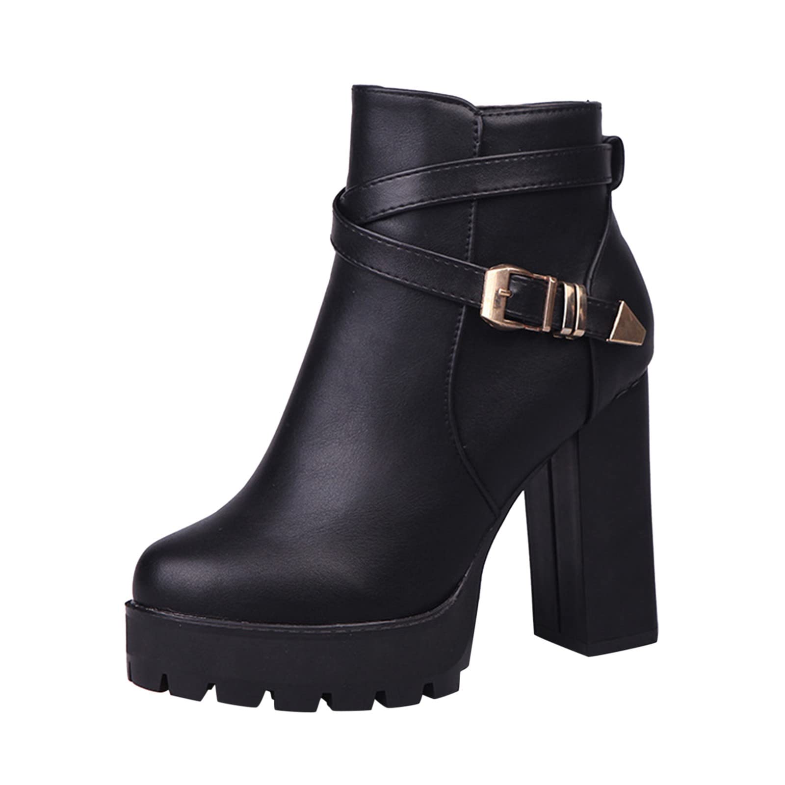 Trendy Women's Chunky Heel Ankle Boots - Breathable Retro Zipper Booties in Tan for Casual Wear & Night Out