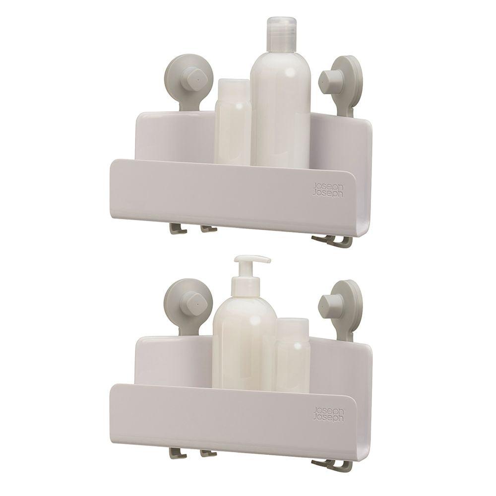 Joseph Joseph EasyStore Corner Shower Basket 2 Pack - Space Saving Bathroom Organizer for Shampoo, Soap & Toiletries - Perfect for Small Showers & Baths
