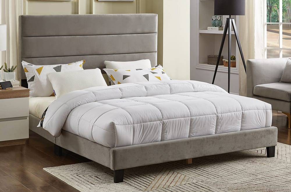Luxury Grey Velvet Adjustable Bed Frame - Double, Queen & King Size - Model #2119 | Perfect for Modern Bedrooms & Guest Rooms
