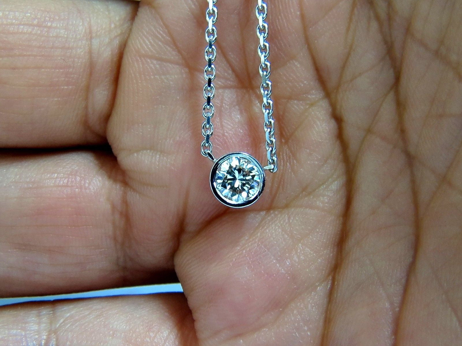 0.54ct Natural Round Brilliant Diamond Solitaire Necklace I/VS2 16 Inch 14K White Gold - Elegant Jewelry Gift for Women, Perfect for Anniversaries, Weddings & Special Occasions