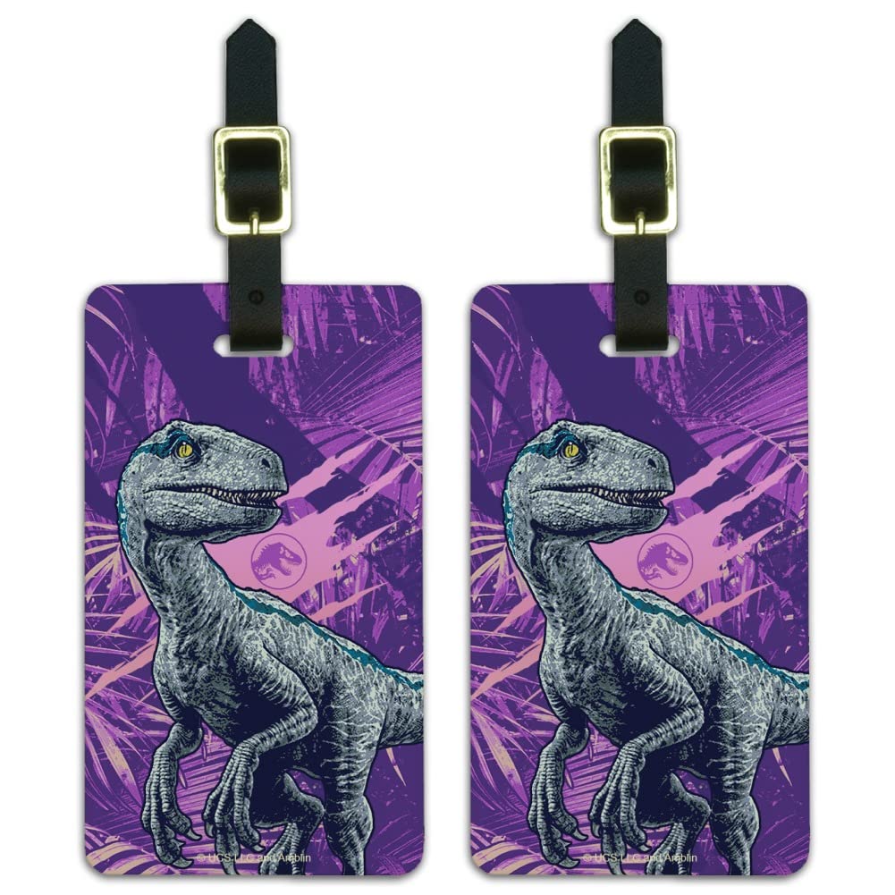 Jurassic World Raptor Luggage Tags - 2 Pack Durable Suitcase ID Cards for Carry-On Bags | Perfect for Travel, Kids' Backpacks & Theme Park Trips