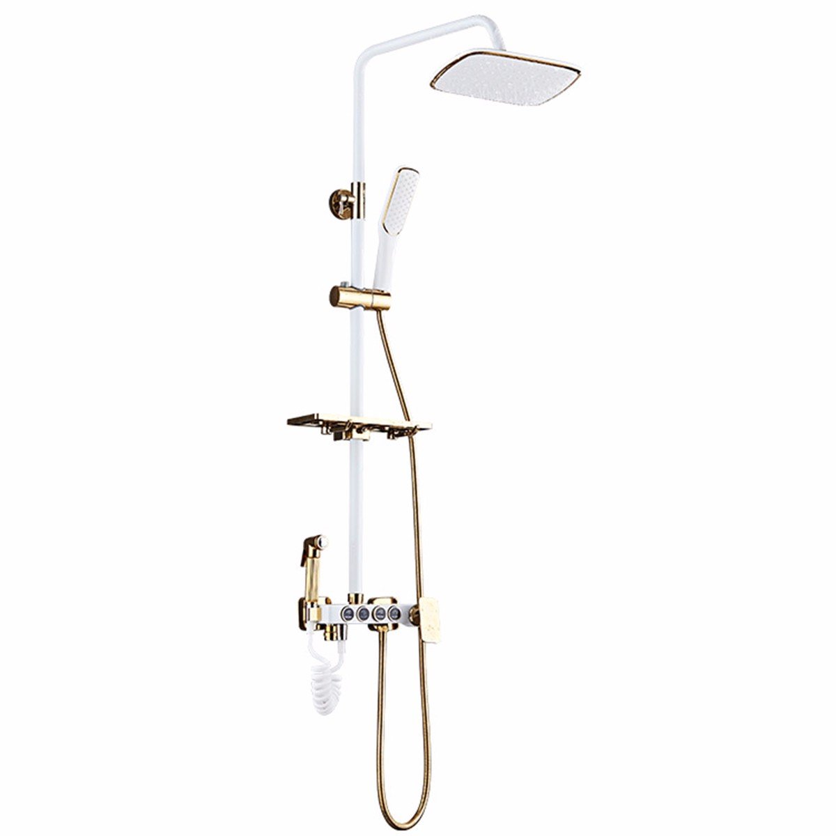 Premium SJQKA Shower Head with Cold & Hot Water Settings - 4 Spray Modes & White Gold Finish for Luxurious Bathroom Experience - Perfect for Spa, Relaxation & Water Saving
