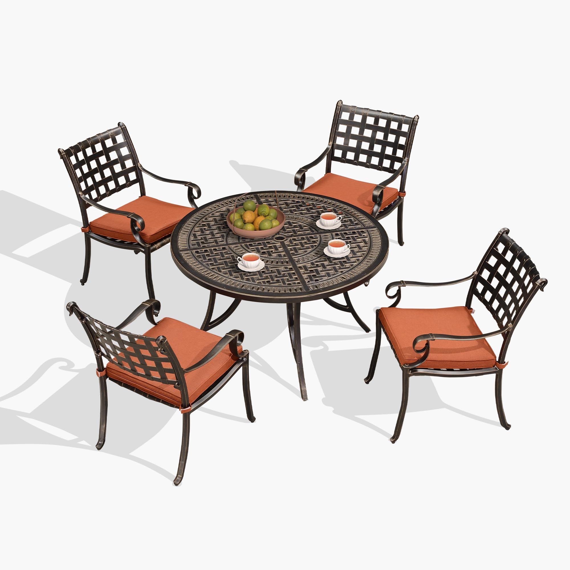 PURPLE LEAF 5-Piece Outdoor Dining Set - Cast Aluminum Patio Furniture with 47