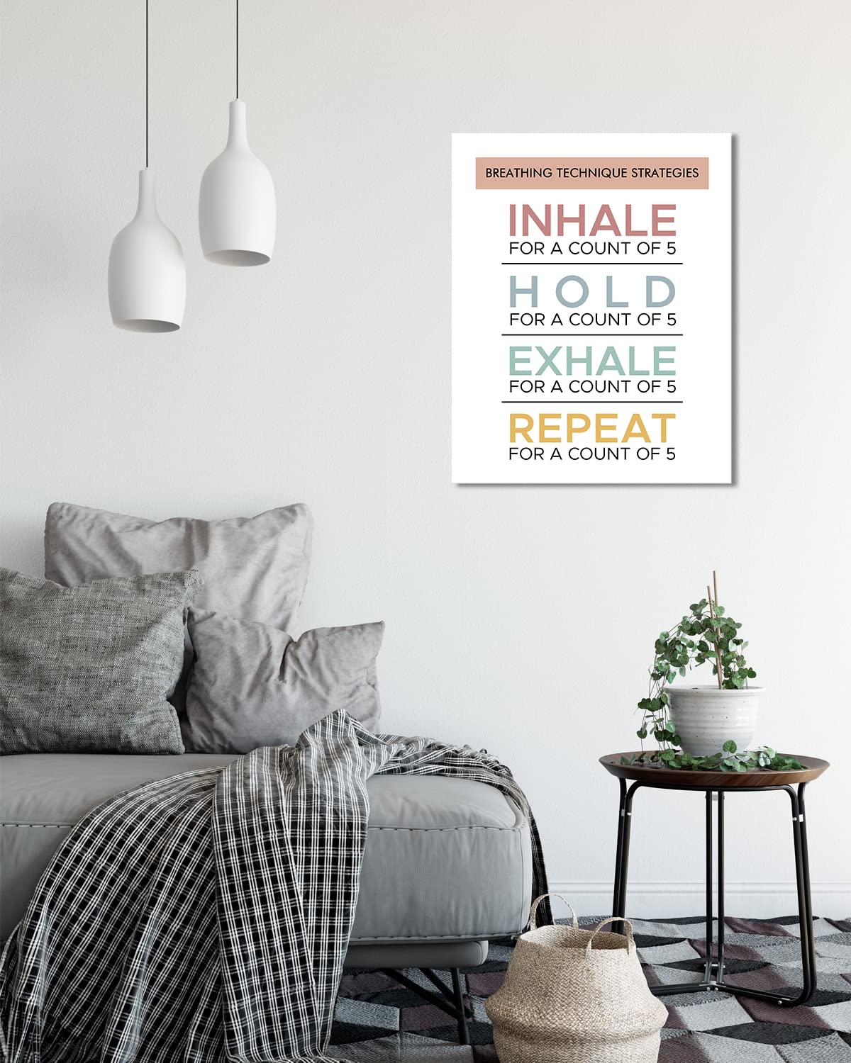 Breathing Technique Strategies Wall Art - Therapy Office Decor, Mindfulness & Mental Health Canvas Print - Ready to Hang 32x40 - Perfect for Counseling Offices, School Psychologists & Therapist Spaces