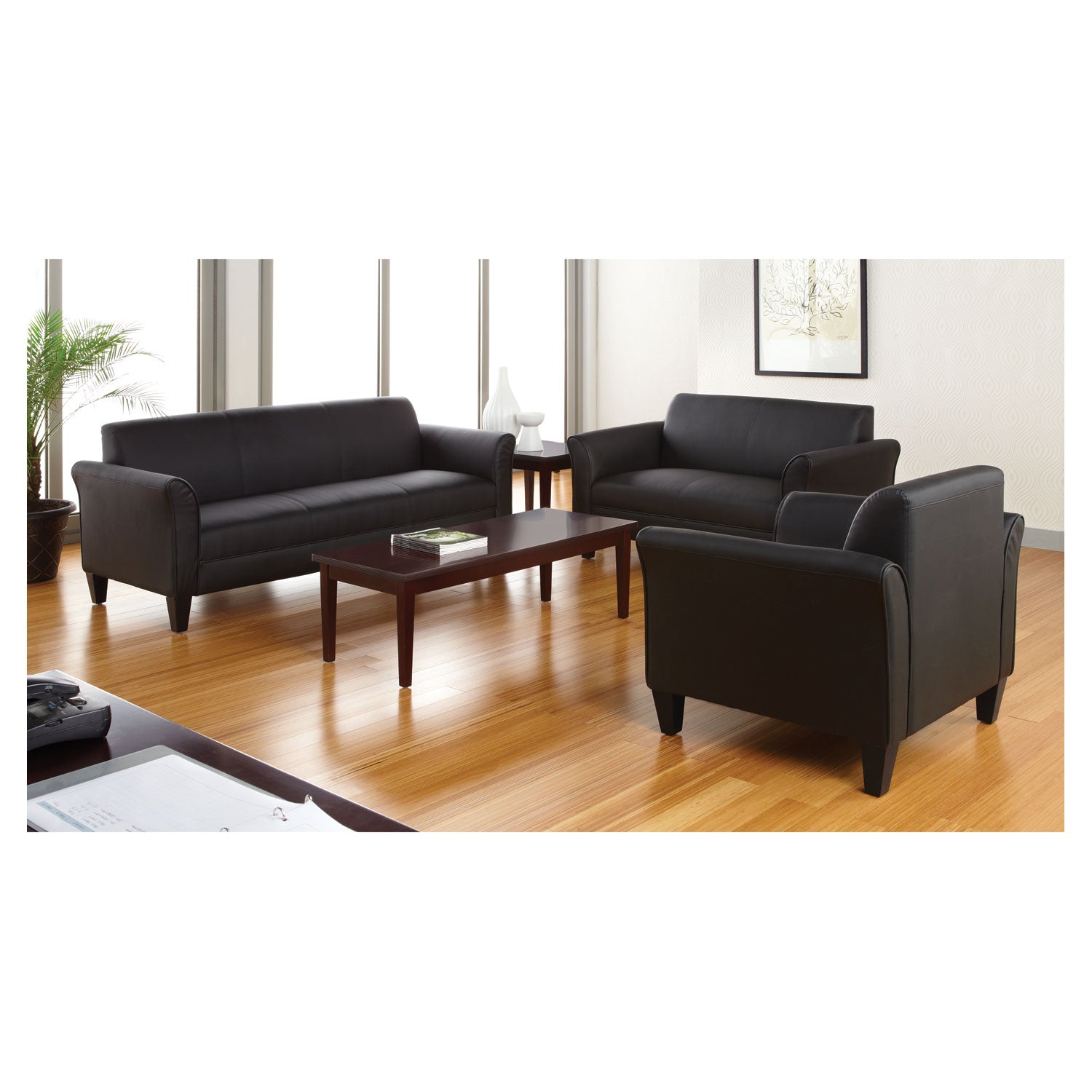 Alera Reception Lounge Sofa Series - 3 Cushion Sofa, 77