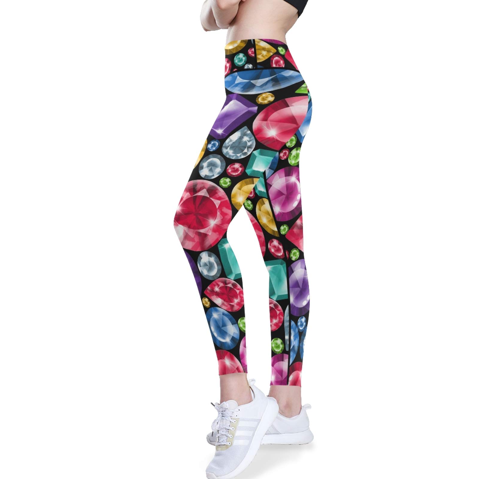 Colorful Diamond Yoga Pants - High Waist Tummy Control Leggings with Pockets for Workout & Running
