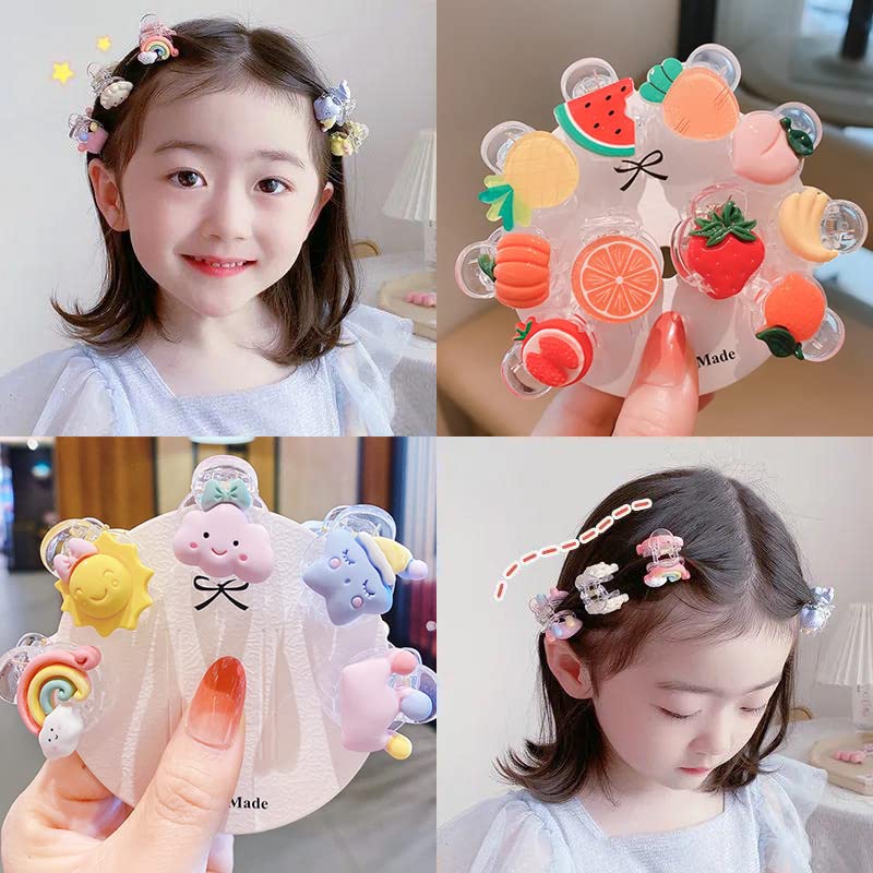 20 Pcs Transparent Cartoon Fruit Hair Clips for Girls - Colorful Barrettes, Hair Pins & Claw Clips | Kids Hair Accessories for School, Parties & Daily Styling