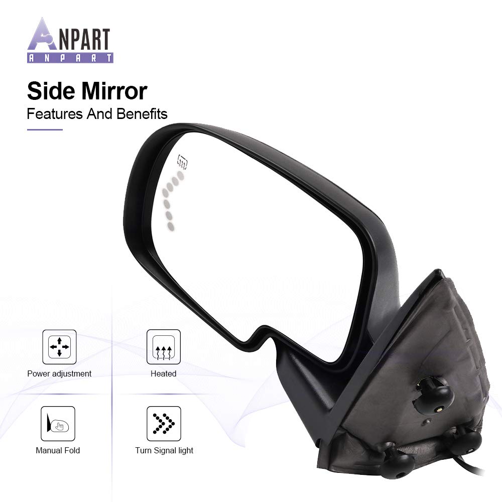 Replacement Side Mirrors Set - Left & Right Power Heated with Turn Signal for 2003-2006 Chevy Silverado/Tahoe/Suburban & GMC Sierra 3500/Yukon 2000-2005 - Perfect for Winter Driving & Enhanced Safety