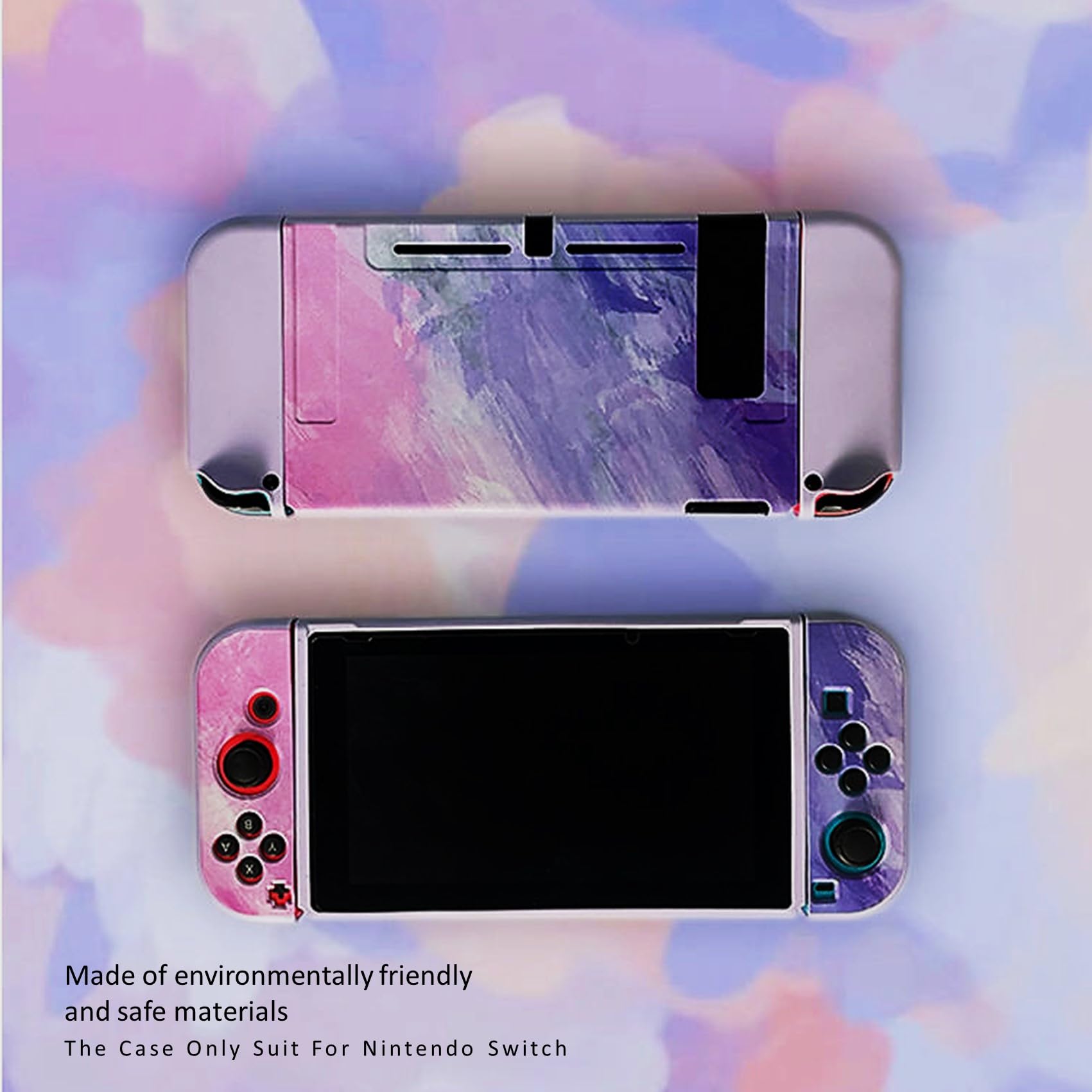 Nintendo Switch Skin Case - Soft TPU Protective Shell for Switch Console & Controllers | Shock-Absorption, Anti-Scratch Cover for Comfortable Gaming (Purple) | Perfect for Travel, Home & On-The-Go Protection