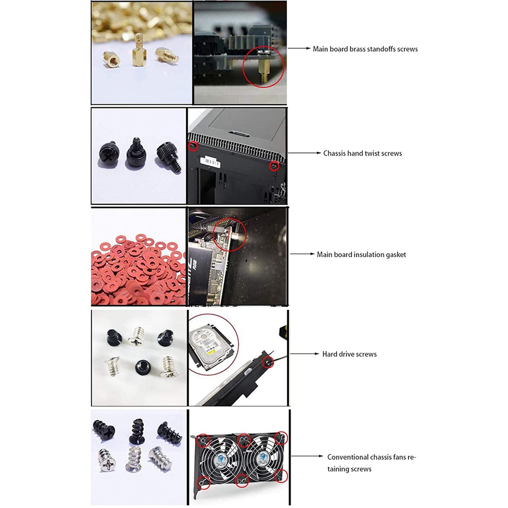 560PCS Computer Screw Standoffs Kit - M3 M3.5 M5 Screws for Hard Drive, PC Case, Motherboard & Fan Installation - Durable Power Supply Mounting Hardware for Computer Build & Repair