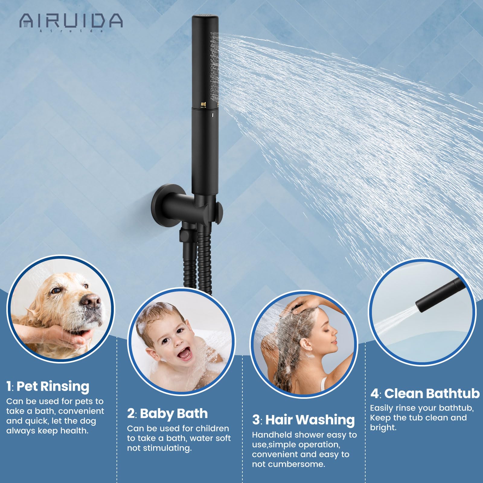 Premium Matte Black Round Shower System Set - 3-Function Rain Shower Faucet with 2-Function Handheld & 8-Inch Shower Head - Wall Mount Tub Spout Combo for Modern Bathrooms | Perfect for Spa-Like Relaxation & Daily Refreshment