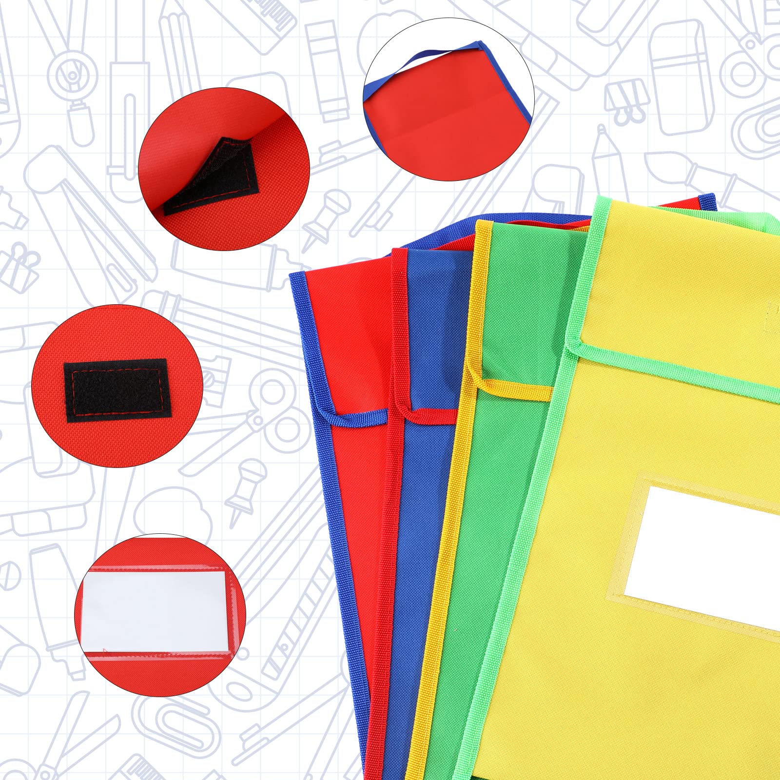 Buryeah 12x15 Inch Large Nylon Book Bags for Students - Durable Classroom Book Pouches with Clear Name Tag & Handle - Perfect for School, Library, and Reading Programs