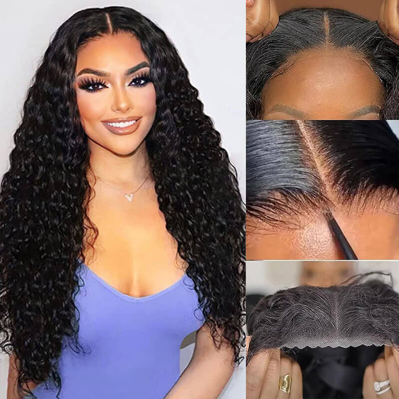 Eullair Wear Go Glueless Wig - Water Wave 6x4 5x5 HD Lace Closure Human Hair Wigs for Women | Pre-Cut Lace, Natural Hairline & Beginner Friendly | Perfect for Daily Wear, Parties & Special Occasions
