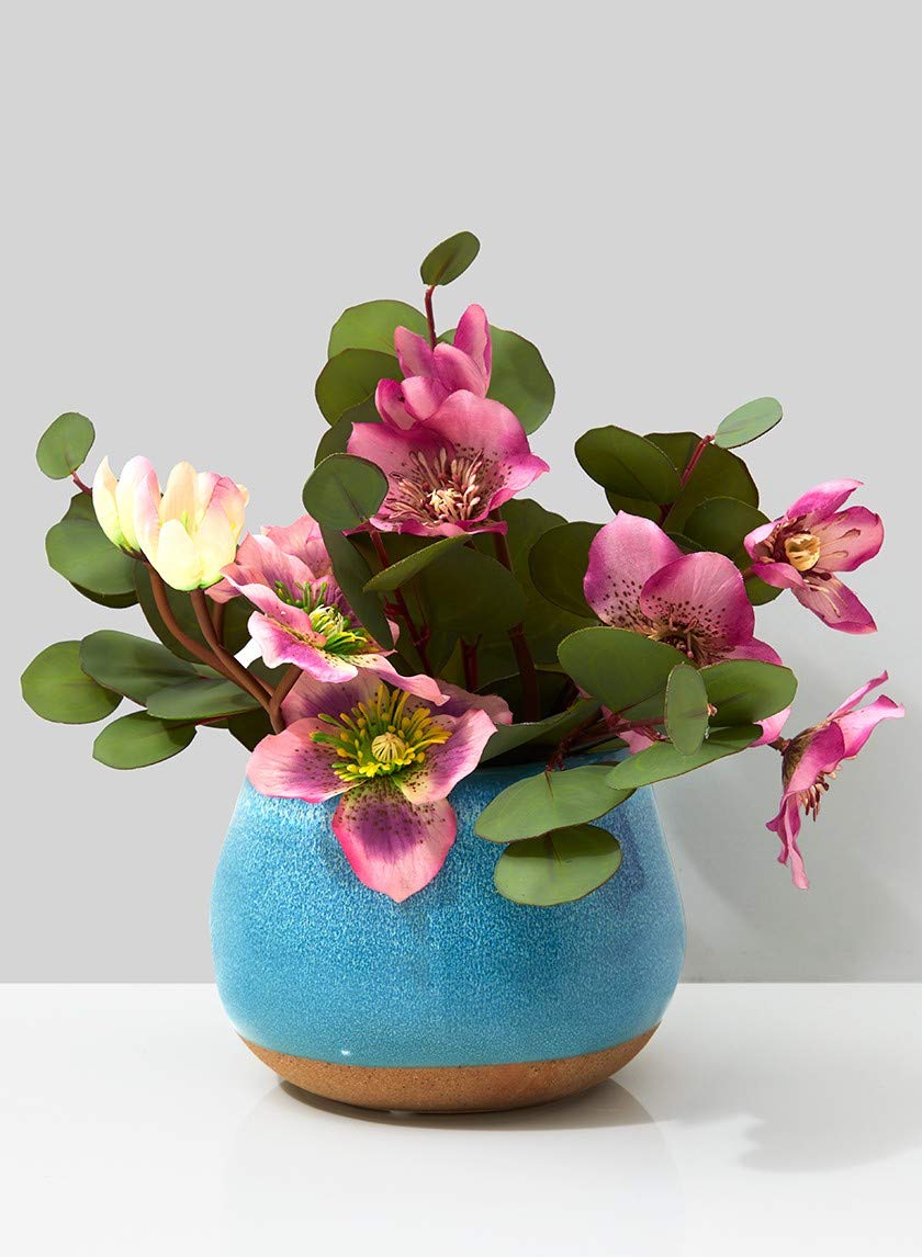 Set of 12 Light Blue Ceramic Flower Vases - 5