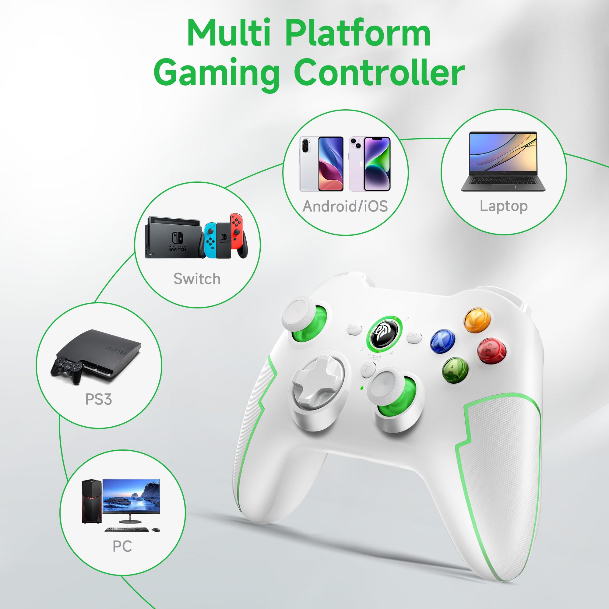 EasySMX 9013pro Wireless Bluetooth & 2.4G Game Controller for PC, PS3, Android Smartphone & TV - Ergonomic Joystick for Gaming, Streaming & Casual Play
