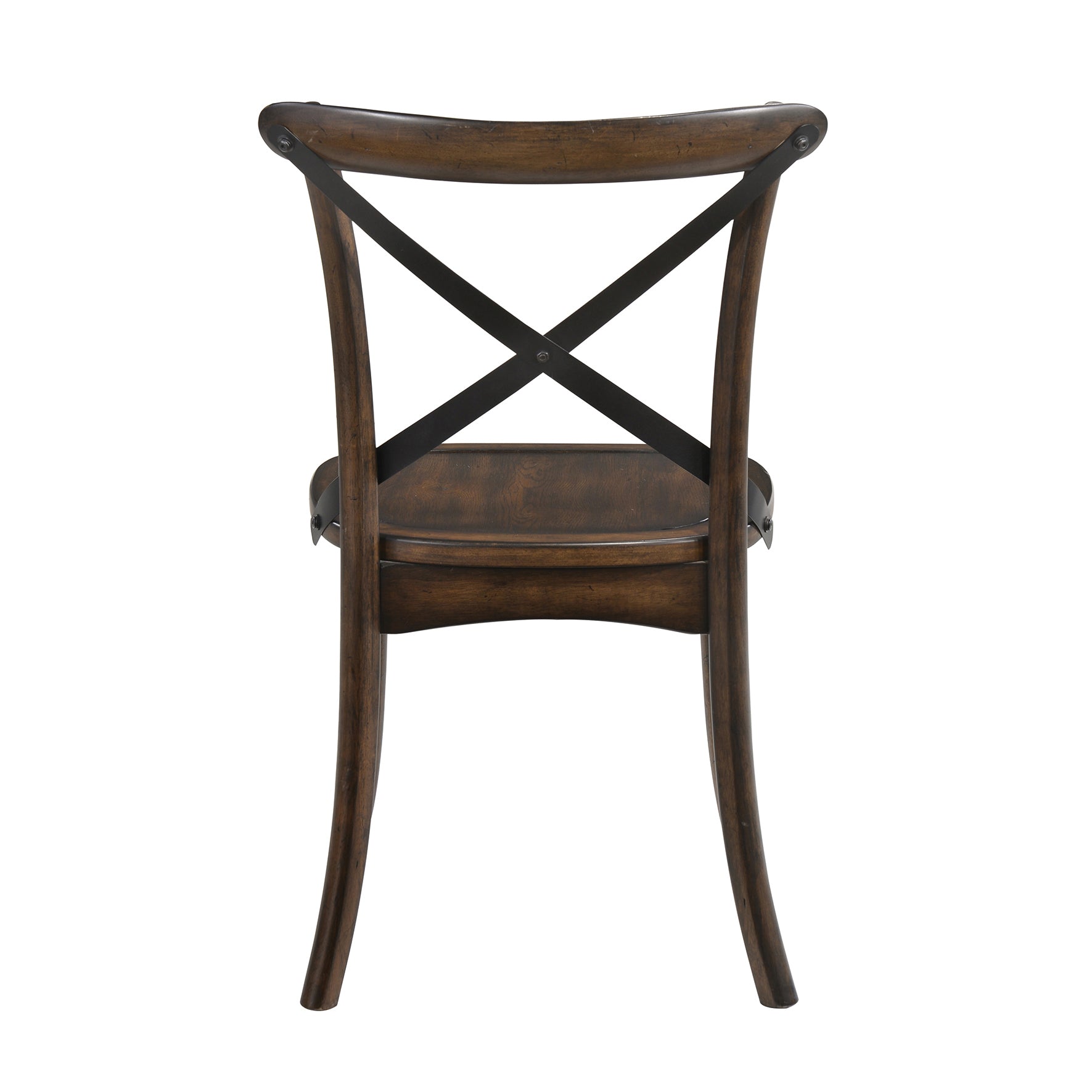 Dark Oak and Black Wooden Side Chairs with X-Shaped Back - Set of 2 Modern Dining Chairs for Kitchen, Dining Room, Office or Cafe