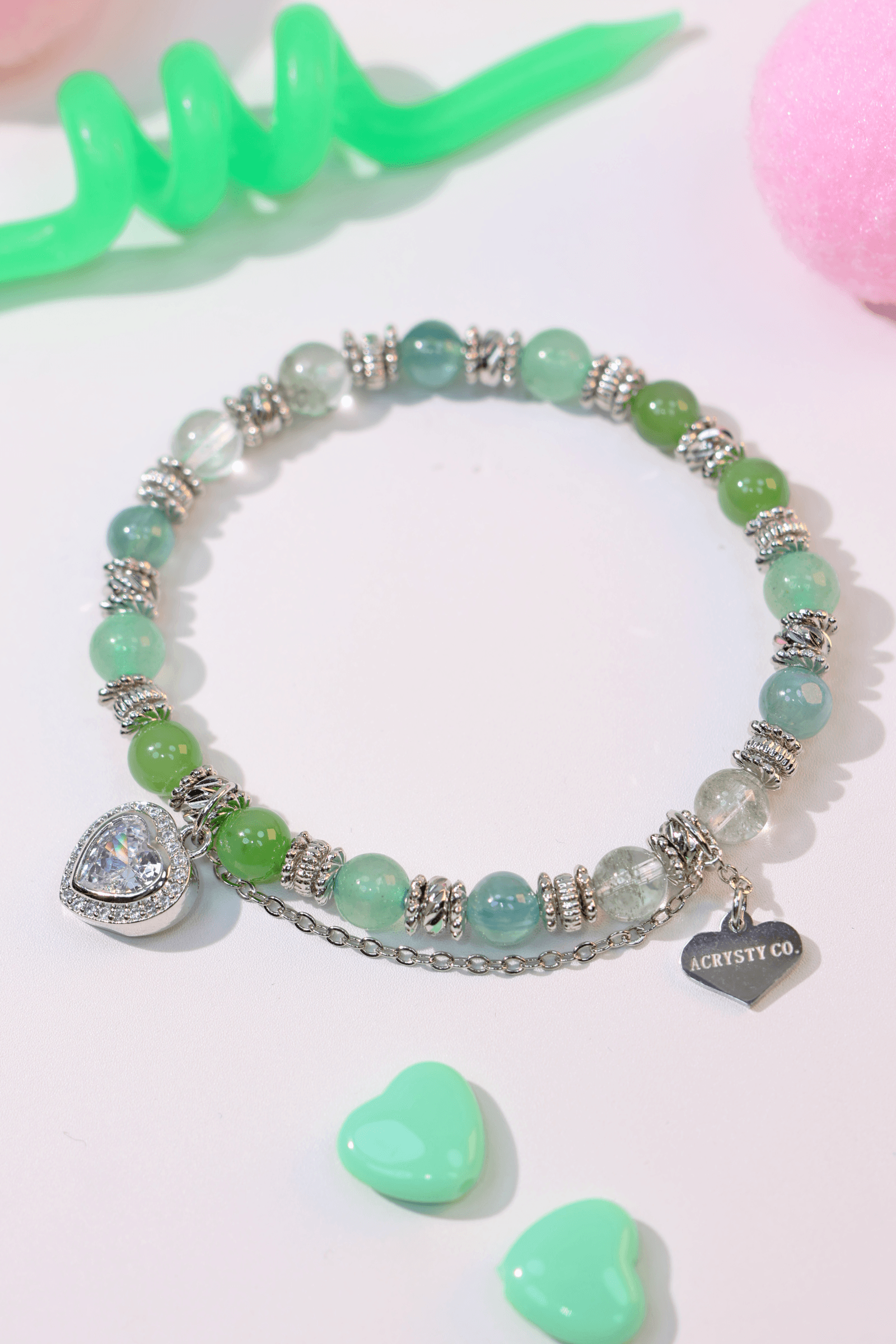 Gradient Heart Rainforest Bracelet - Boho Beaded Bracelet for Women, Adjustable Handmade Jewelry for Everyday Wear, Perfect for Festivals & Boho Outfits