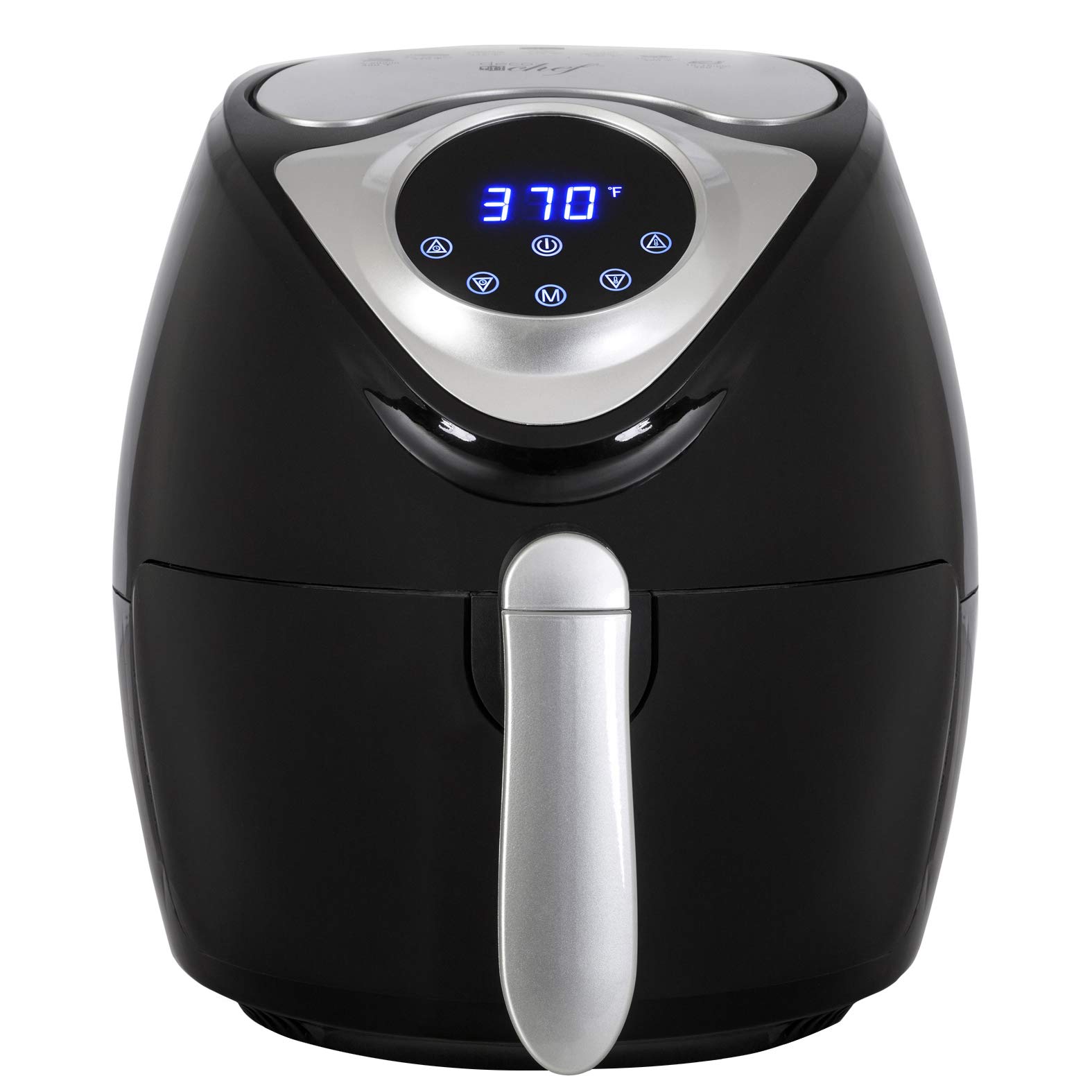 Deco Chef XL 3.7 QT Digital Air Fryer with 7 Smart Programs - LED Touch Screen, Oil-Free Nonstick Basket, Timer - Healthy Kitchen Appliance for Low Fat Cooking, Meal Prep & Family Dinners - Includes Free Cookbook
