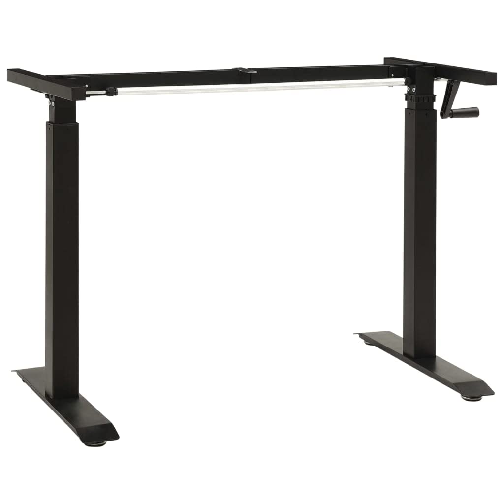 WELLIKEA Manual Height Adjustable Standing Desk Frame - Hand Crank Black for Home Office, Study & Workspace Ergonomics