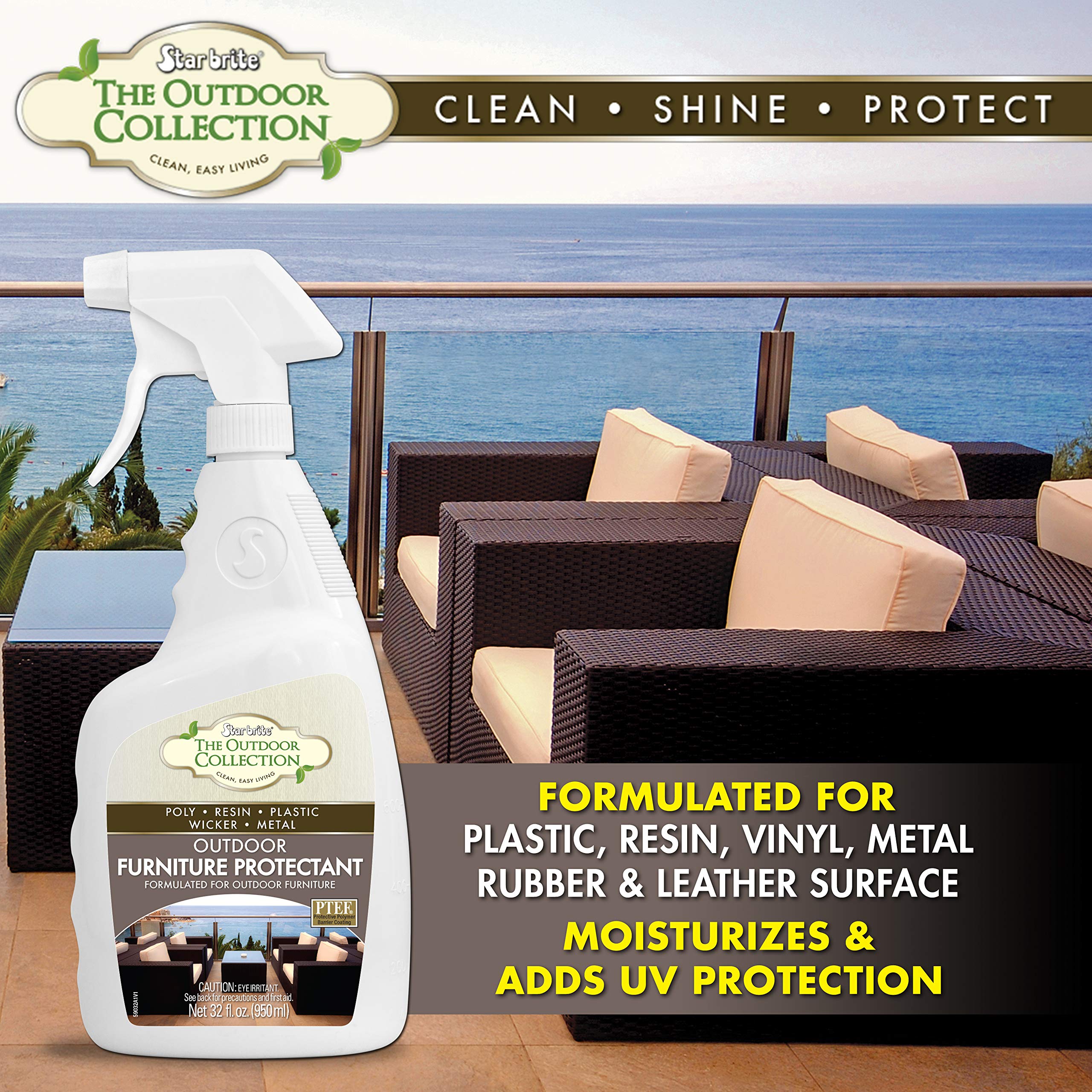 STAR BRITE Outdoor Furniture Protectant Spray - 32 oz UV Protection for Patio Chairs, Couches & Outdoor Furniture | Waterproof & Weatherproof Sealant | Perfect for Backyard, Deck & Poolside Furniture Care