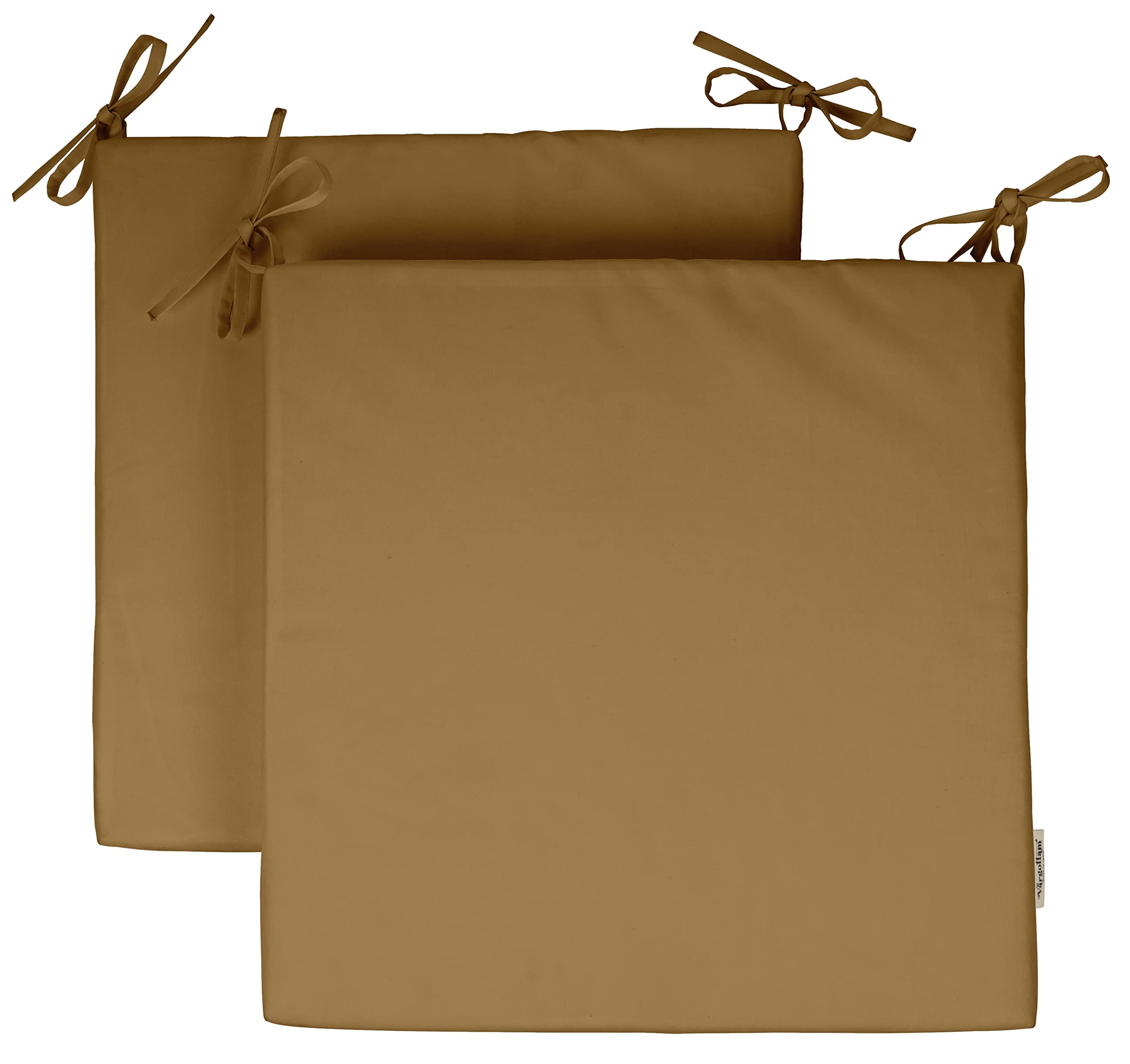 20x20 Inch Indoor/Outdoor Square Chair Cushions with Ties - Set of 2 Beige Patio Seat Cushions for Garden Furniture, Deck Chairs & Outdoor Lounge - Water Resistant & Comfortable Home Decor Accessories