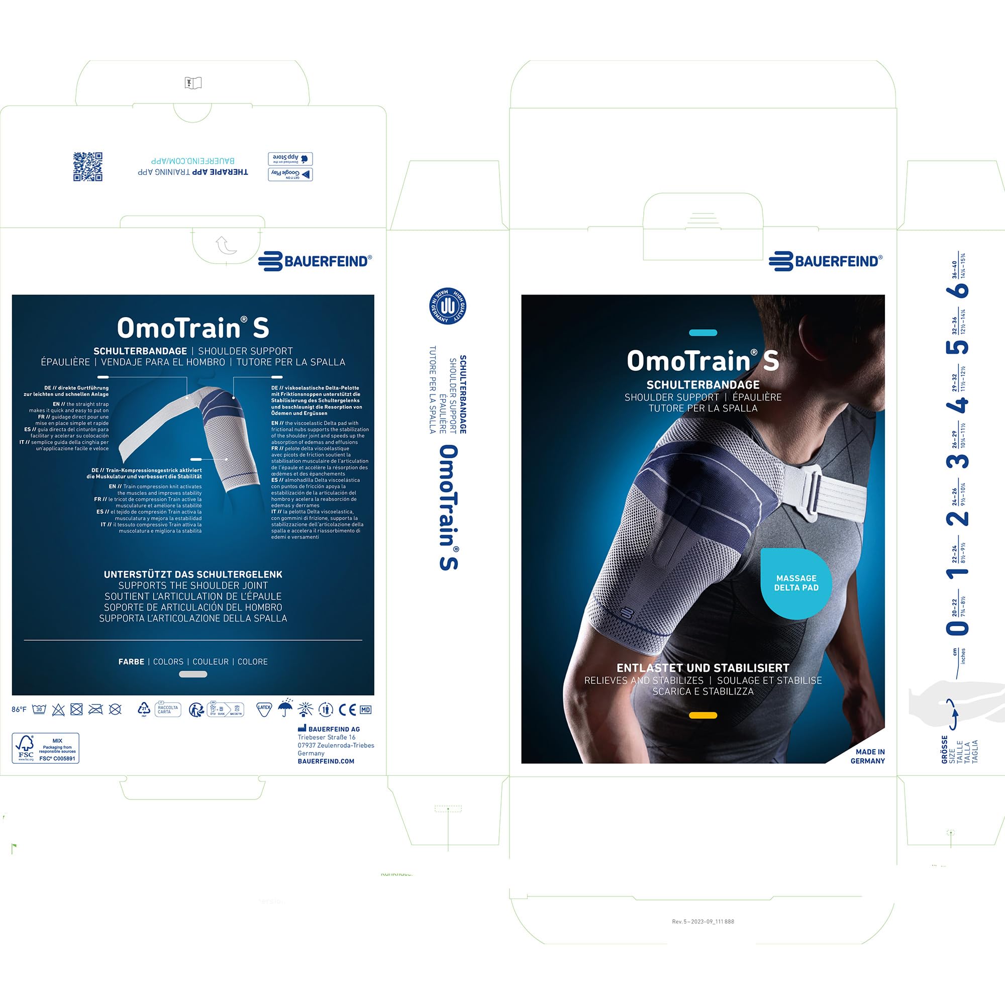 Bauerfeind OmoTrain S Shoulder Support Brace - Pain Relief & Joint Mobility for Left Shoulder - Size 2 Titanium - Ideal for Post-Surgery Recovery, Sports Injuries & Arthritis Support