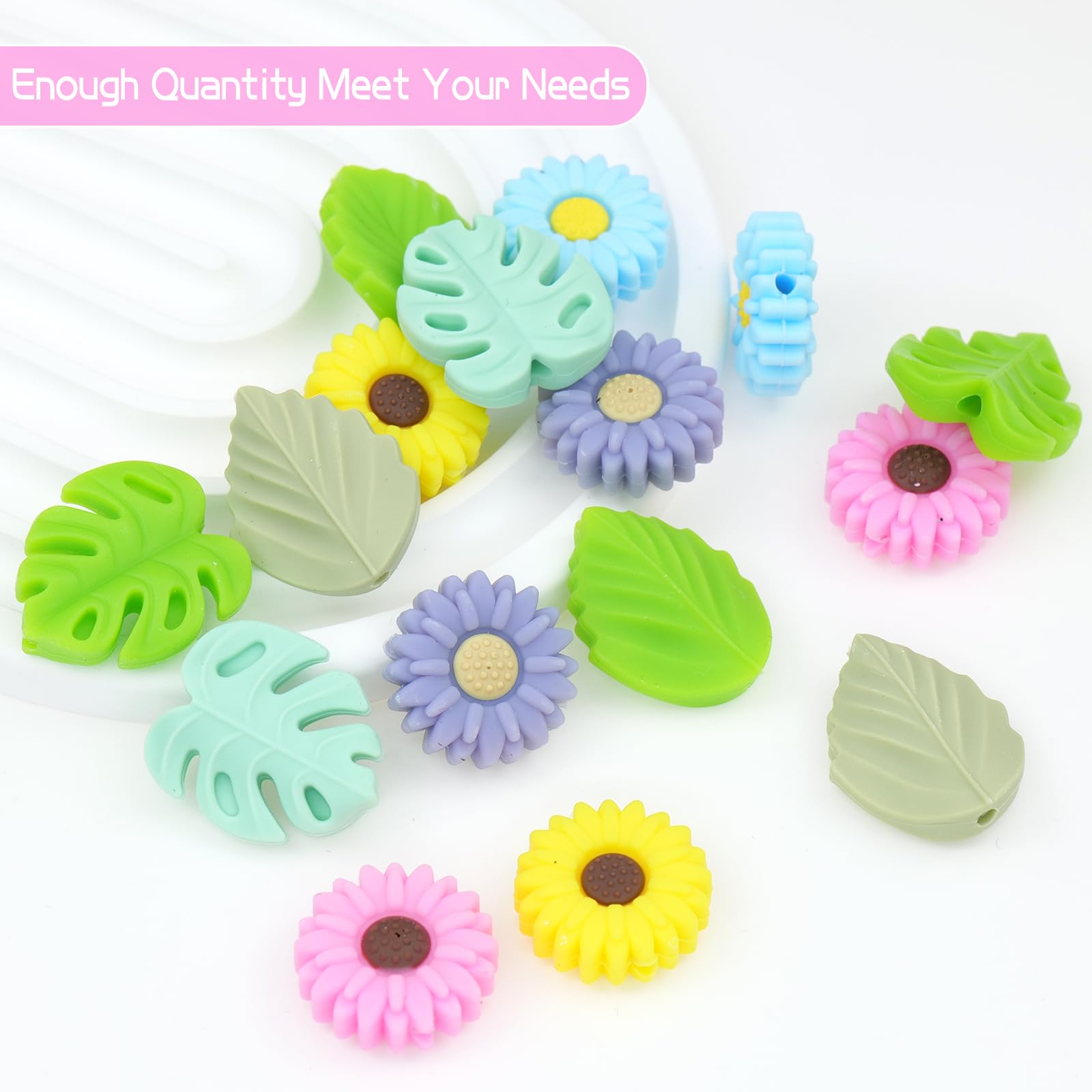 16 Pcs Knitting Needle Stoppers - Cute Leaf Daisy Sunflower Silicone Stoppers & Needle Minders for Knitting & Crochet | DIY Handmade Craft Supplies | Perfect for Yarn Projects, Needle Protection & Organizing Knitting Tools