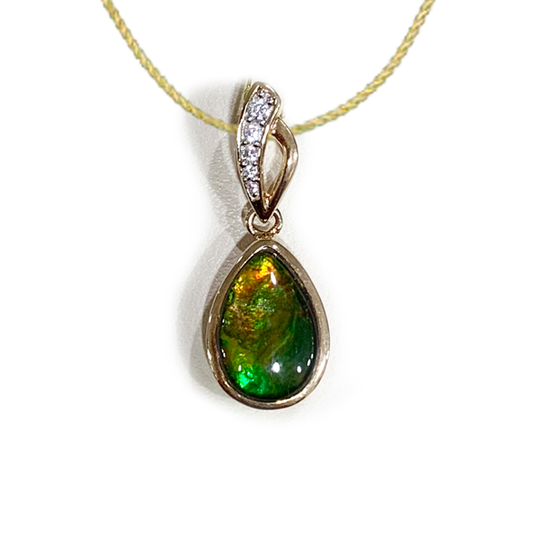 Stunning Gold Plated Ammolite Pendant Necklace - Genuine Iridescent Gemstone Jewelry for Women - Perfect for Gifts, Parties & Special Occasions