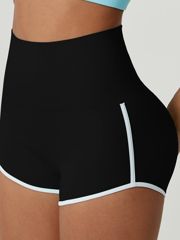 ZASUWA Women's High Waisted Ribbed Seamless Booty Shorts - Sexy Workout Yoga Gym Running Lounge Wear for Women