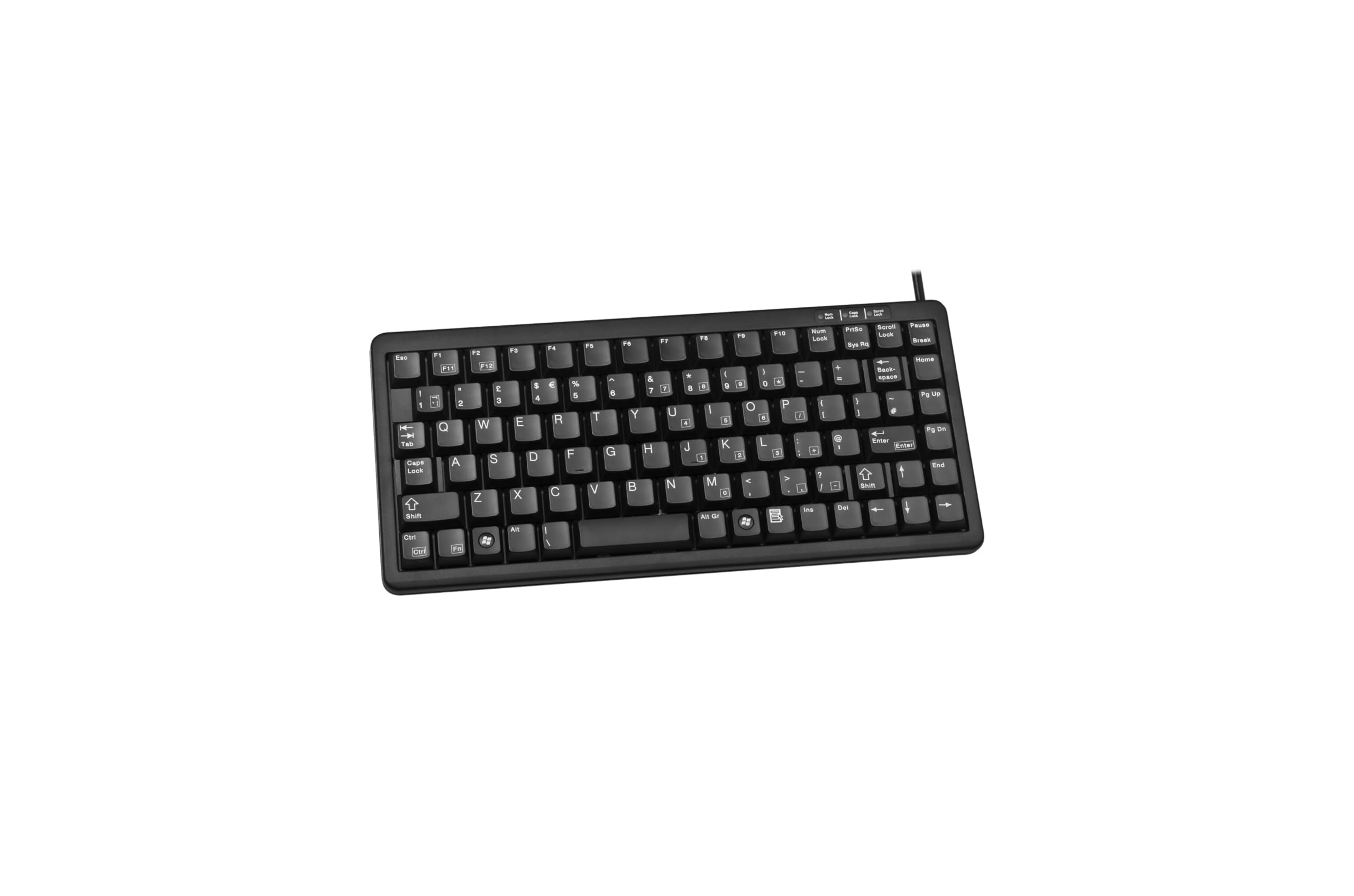 CHERRY G84-4100 Compact Mechanical Keyboard - International QWERTY Layout, Wired USB, Slim Design with ML Switches (Black) - Perfect for Office Work, Gaming & Space-Saving Desktops