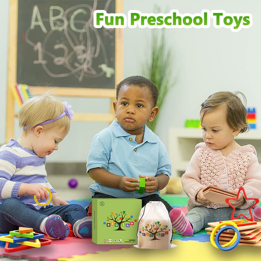 Montessori Wooden Shape Sorting Puzzle - STEM Learning Toys for 1-3 Year Olds | Perfect Toddler Gift for Birthdays & Preschool Education