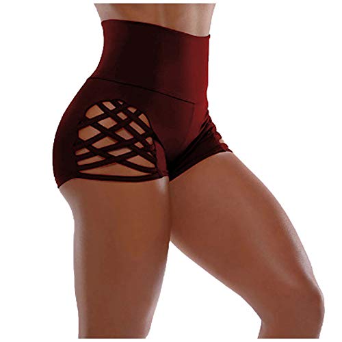 Women's High Waist Workout Shorts - HANZHAN Butt Lifting Yoga Pants, Solid Color Bandage Design for Gym, Running & Home Exercise - Perfect for Fitness, Yoga & Casual Wear