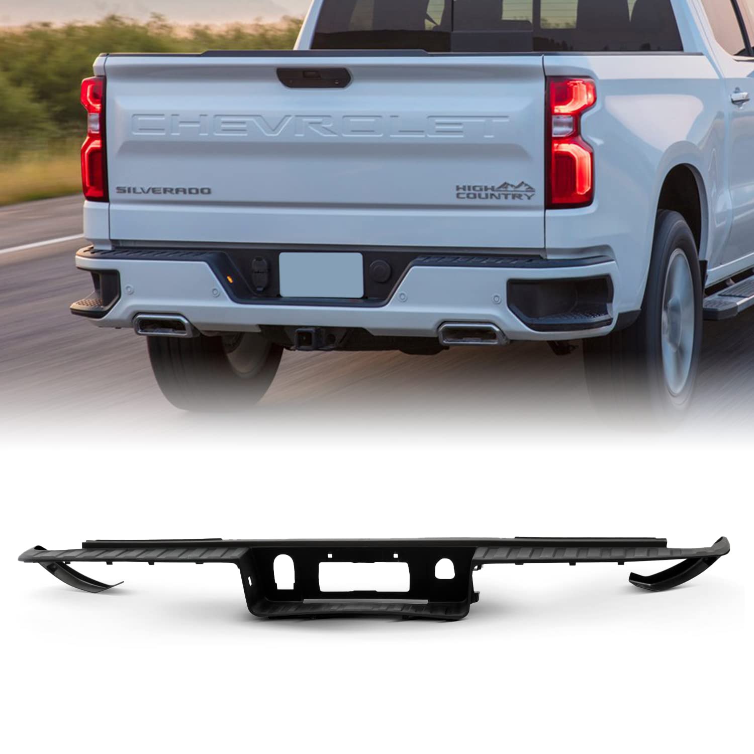 AKKON Black Plastic Rear Bumper Top Step Pad - Fits 2014-2019 Chevy Silverado & GMC Sierra 1500 (78 Inch) - Durable Truck Accessory for Off-Roading & Work Sites