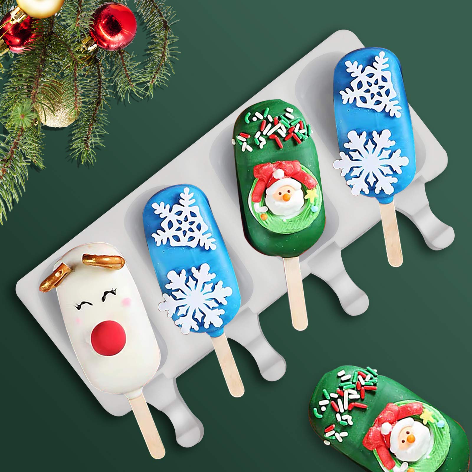 2 Pack Reusable Silicone Popsicle Molds - Food Grade Ice Cream, Candy & Cake Pop Molds for DIY Desserts | Includes 100 Wooden Sticks | Perfect for Homemade Frozen Treats, Birthday Parties & Summer Snacks