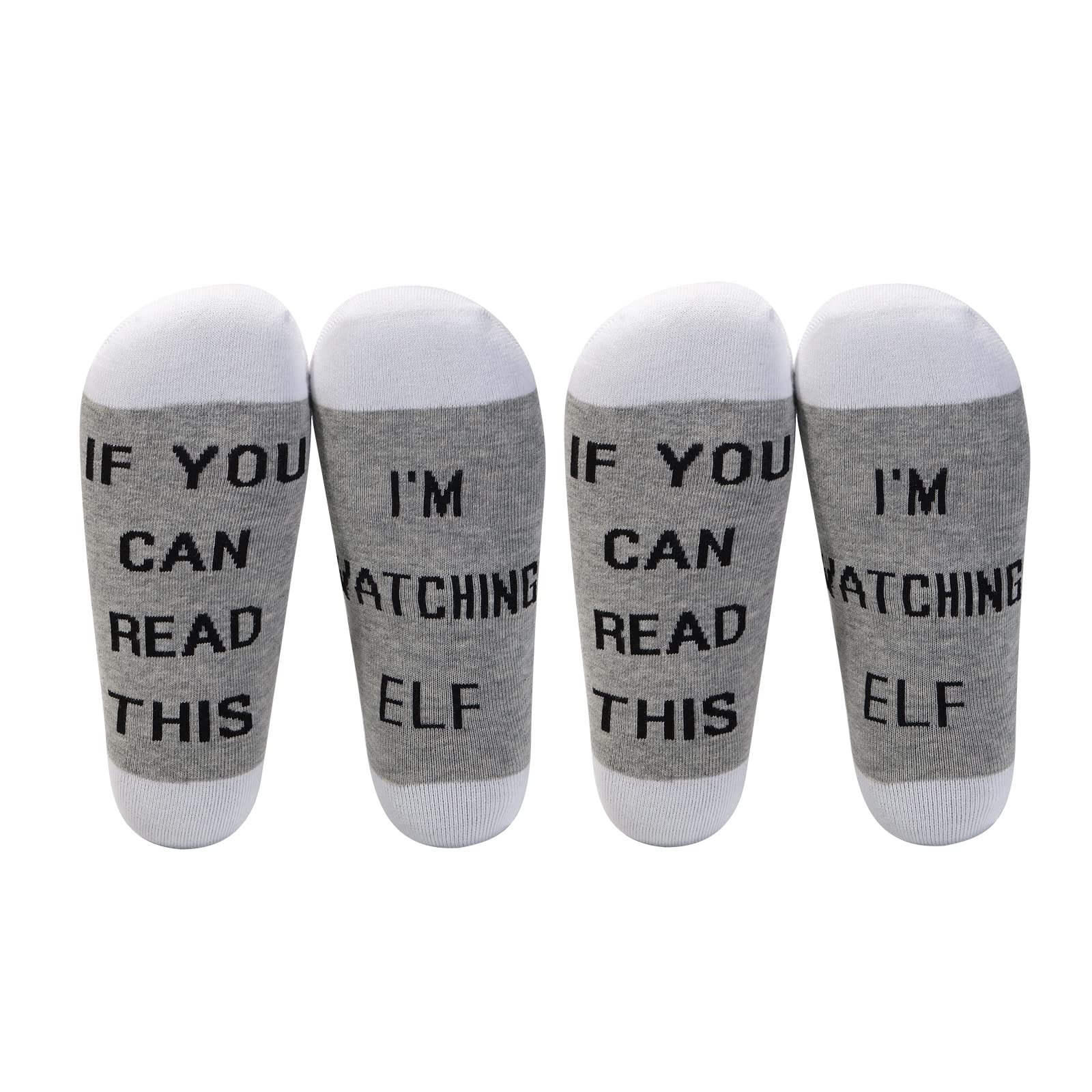 LEVLO ELF Inspired Cotton Socks - Funny Christmas Gift for ELF Movie Fans (If You Can Read This I'm Watching) - Cozy Holiday Socks for Women & Men - Perfect for Christmas Parties, Secret Santa & Winter Comfort