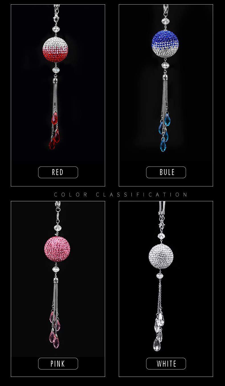 Blue Crystal Car Charm - Bling Rearview Mirror Hanging Ornament for Car Decor & Good Luck Gift (Perfect for Birthday, Graduation, Housewarming)