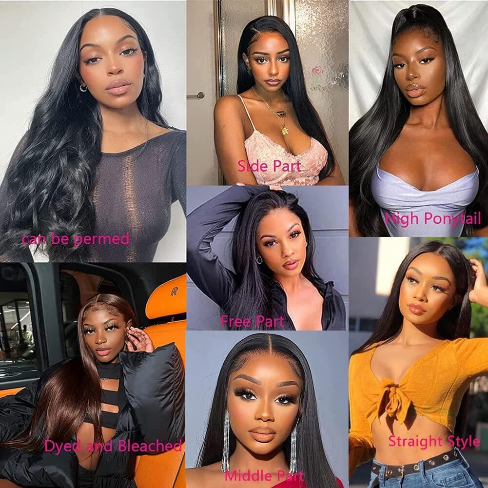 Larhali Full Lace Human Hair Wigs - HD Transparent Lace Handmade Brazilian Virgin Hair Wig with Pre-Plucked Hairline & Bleached Knots - 180% Density Natural Black Straight Hair (18 Inch) - Perfect for Daily Wear, Cosplay & Special Occasions