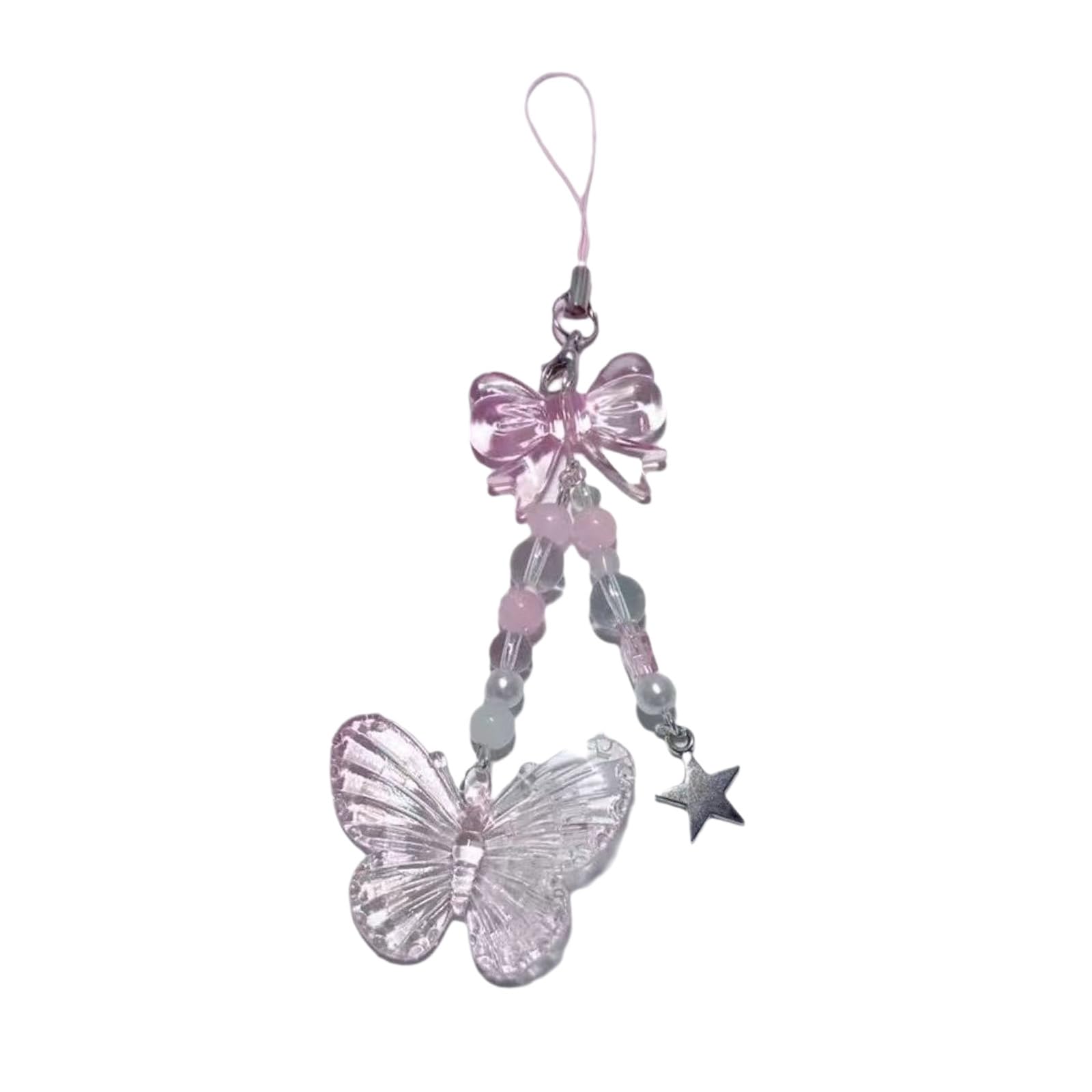 Saddgo Stylish Beaded Phone Strap - Butterfly Phone Pendant & Lanyard for iPhone Samsung - Fashion Phone Jewelry Accessory for Women Girls - Perfect for Work, Party, Travel & Daily Use